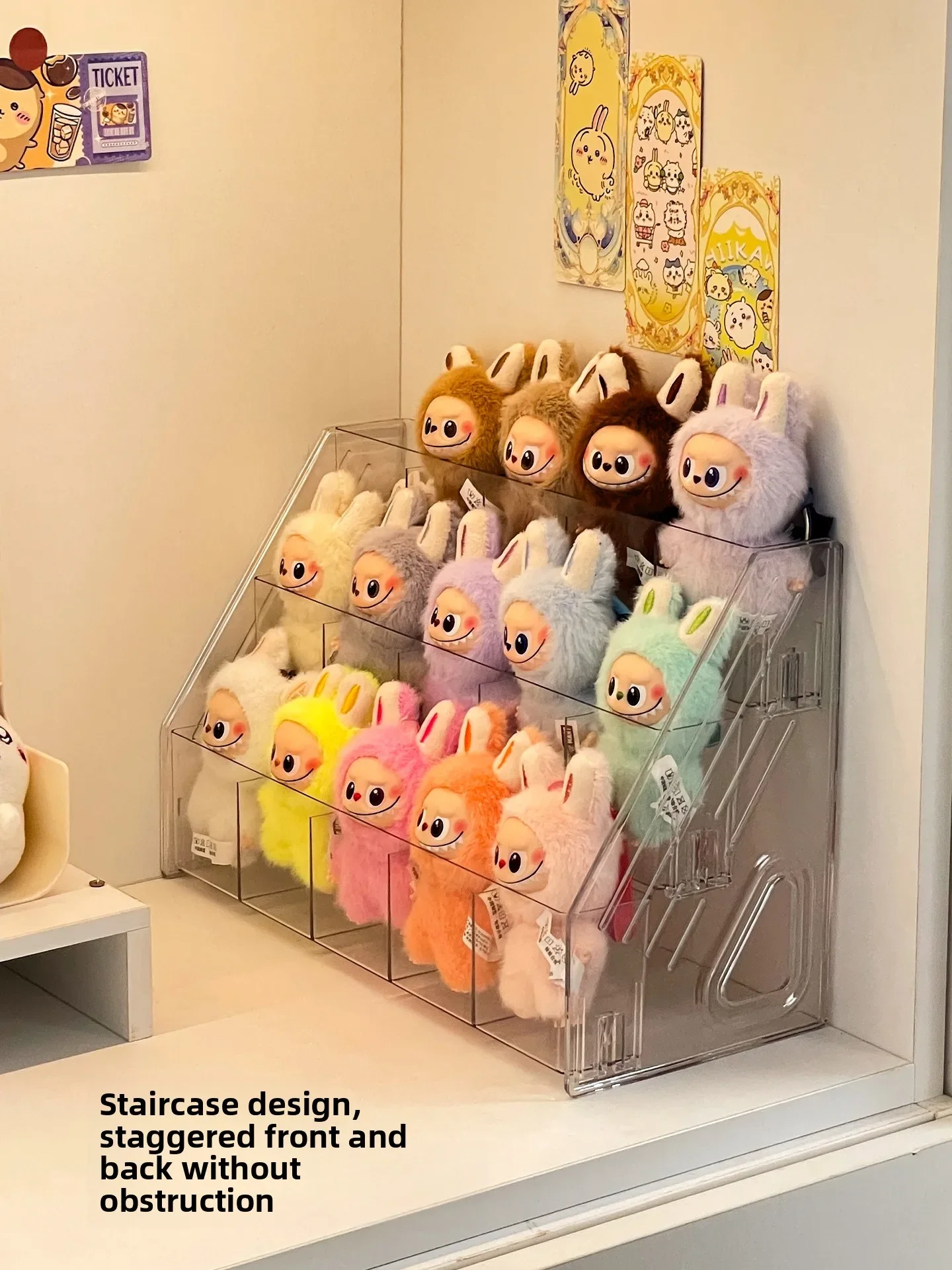 Large Capacity Step Transparent Display Stand Storage Organizer for Dolls And Collectibles Desktop Arrangement Solution