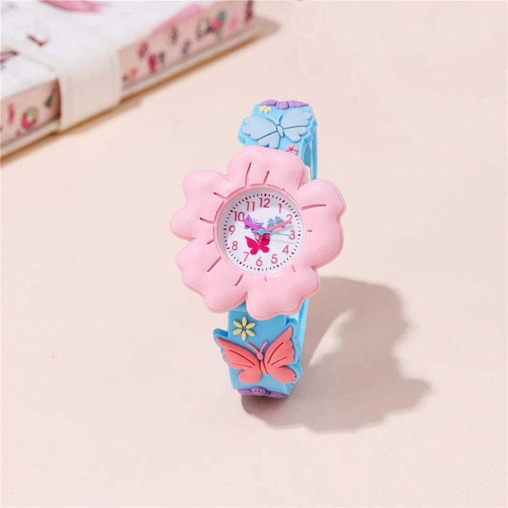 cute sweet candy color silicone band butterfly style quartz girls Children's cartoon watch