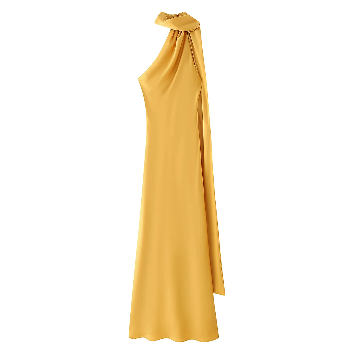 Satijnen lint halter lange jurken dames backless casual maxi-jurk avond bruiloftsgast wit blauw groen zomer afstuderen nieuw