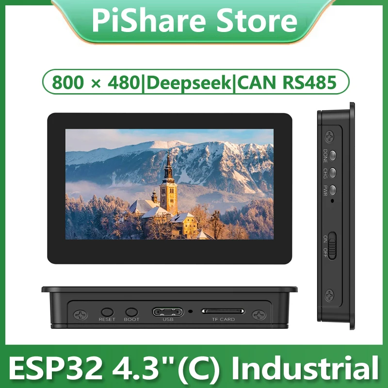 

Плата для разработки промышленных дисплеев ESP32 S3 AI с 4,3-дюймовым сенсорным экраном (C), поддержкой CAN, I2C, RS485, DeepSeek