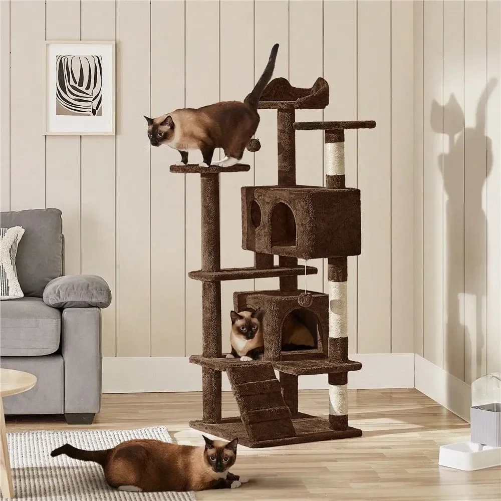

1pc Modern Cat Tree Multilevel Cat Tower With Dangling Balls And ching Posts For Indoor