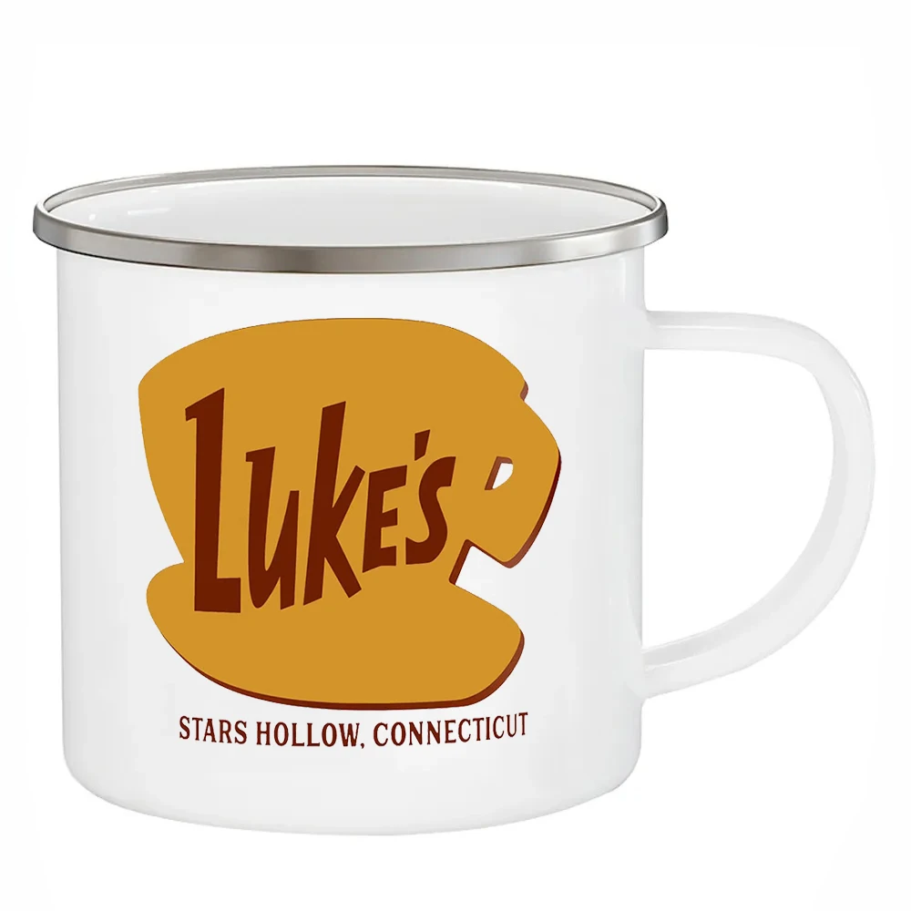 

Lukes Luke's Diner Cups 12oz Enamel Coffee Mugs Stars Hollow CT Connecticut Gilmore Girls Cup for Kids Gifts Children Drinkware