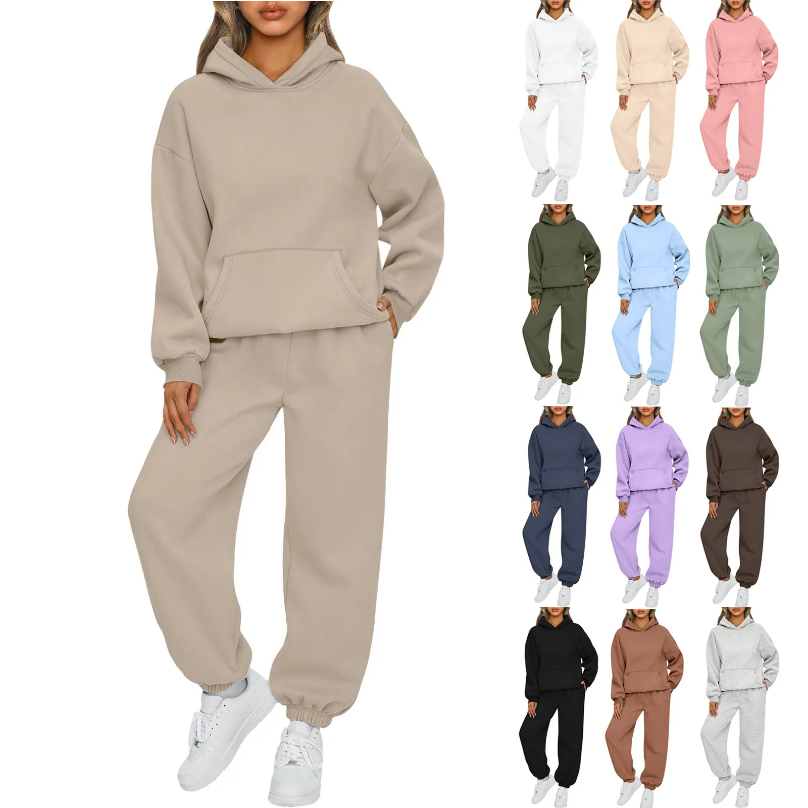 Womens 2 Piece Outfits Sweatsuit Oversized Sweatshirt Lounge Sets Baggy Sweatpants Fall Fashion with Pockets