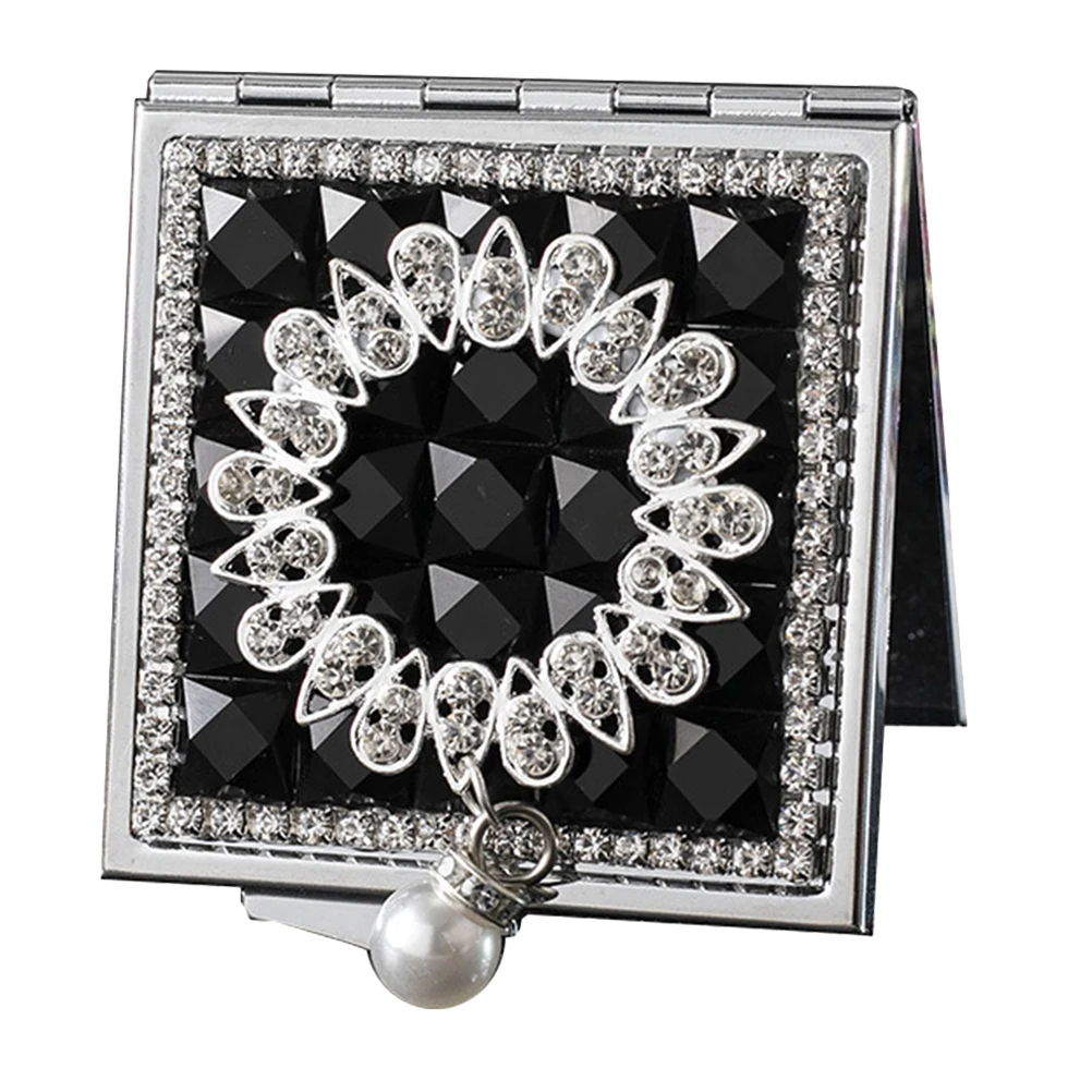 

Makeup Mirror Vanity Small Compact Foldable Mini Cute Rhinestones Portable Folding