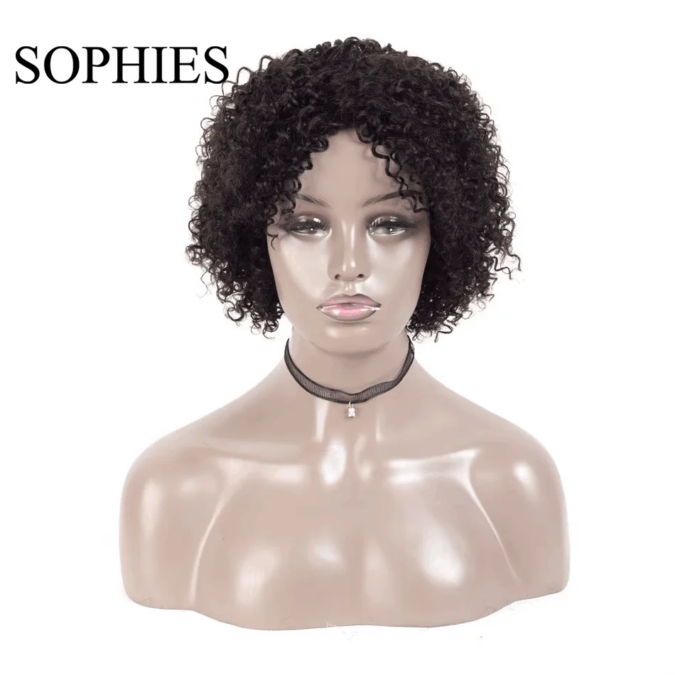 สั้นผมมนุษย์Wigsสําหรับผู้หญิงJerry Curlวิกผมผมมนุษย์Remy 4 สีผมมนุษย์บราซิลNonวิกผมลูกไม้เครื่องทําSophie's
