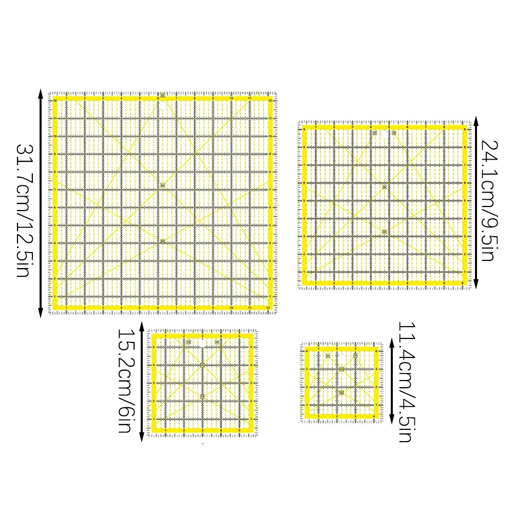 4-pack nauwkeurige machine-quiltliniaal multifunctionele stoffen snijliniaal naaibenodigdheden