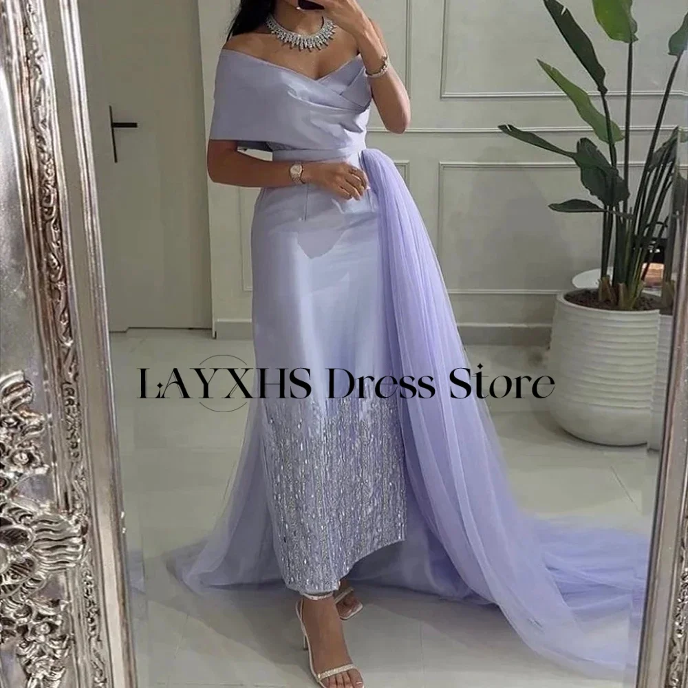 LAYXHS Abiti da sera a sirena di lusso Abiti da ballo con strascico in tulle con perline monospalla Abiti da ballo personalizzati