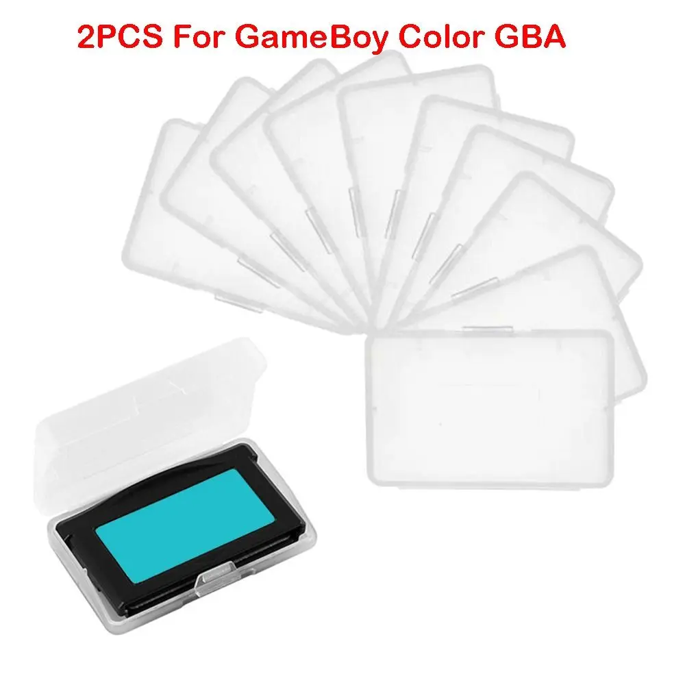 2PCS Plastic Game Cartridge Case Clear Hard Shell Game Card Case Anti-Dust Scratch-Resistant for GameBoy Color GBA