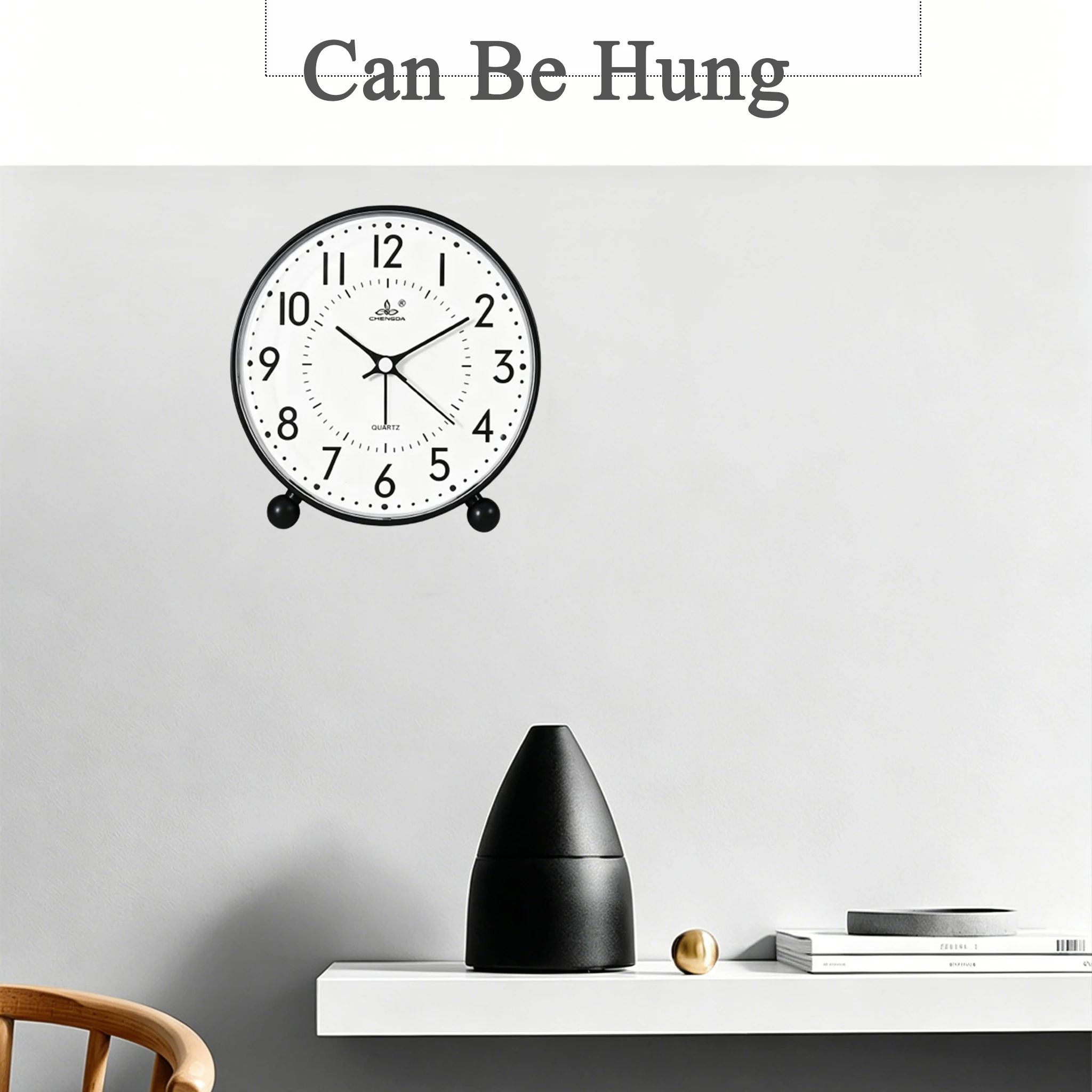 5 Inch Analog Alarm Clock Round Quartz Clock Non-Silent Battery Powered Wall Clocks Tabletop Clocks for Bedroom Office Home - view 5