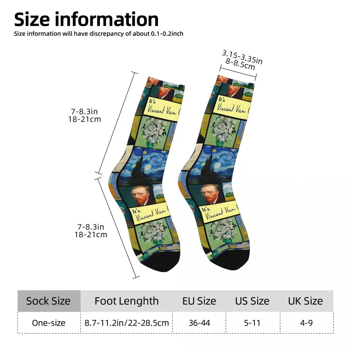 Van Gogh Stockings Its Vincent Design Funny Socks Autumn Anti Skid Socks Women Men Outdoor Breathable Socks