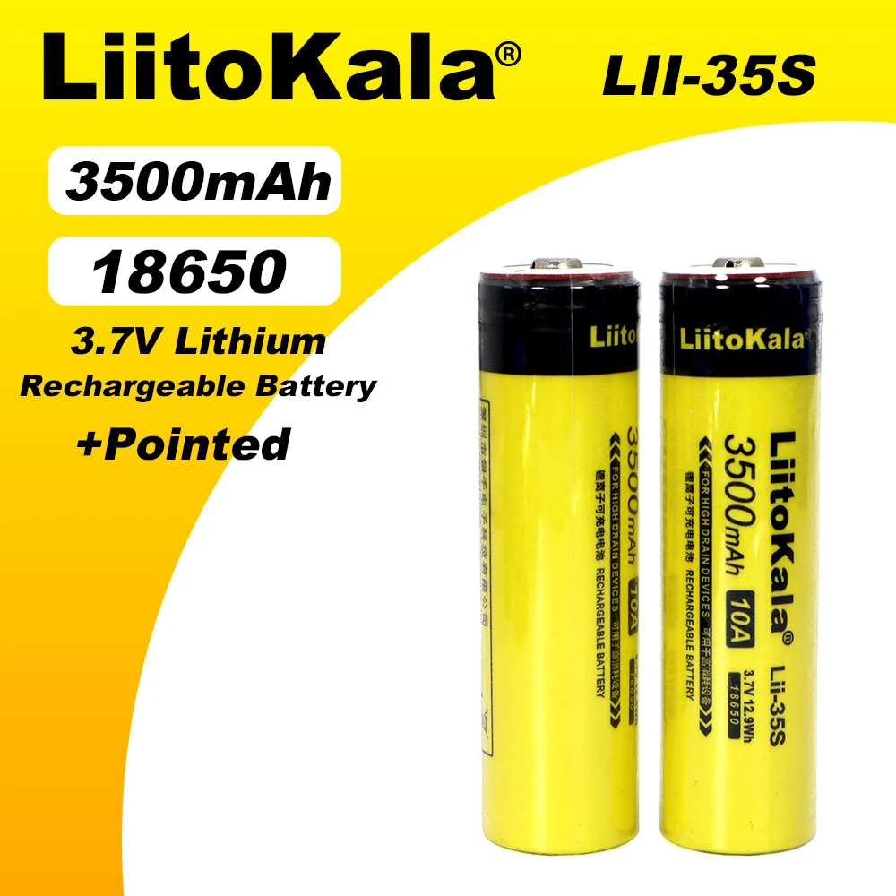 LiitoKala Lii-35S New 18650 battery 3.7V 3500mAh rechargeable lithium battery for LED flashlight+DIY pointed