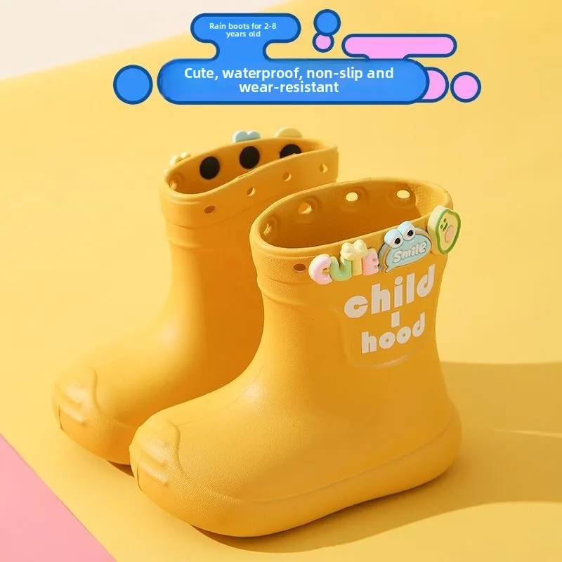 2026 Kids Rain Boots Girls Boys Rainboots Anti-Slip Children Baby Rain Shoes PVC Waterproof Mid-Calf Water Shoes Soft Rubber image 3
