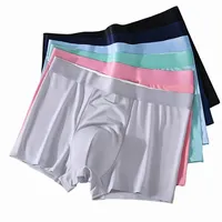 Underwear Size Men Shorts Boxer Color 4pcs Waist Ice Summer Silk Solid Underpants Seamless Thin Elastic Plus Mid