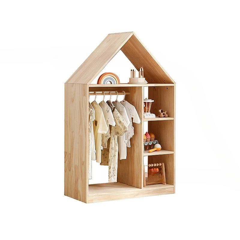 Houten kindergarderobe Slaapkamer Eenvoudige combinatiesluis Huishoudelijk massief houten babyopbergkast Kinderkast
