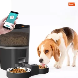 猫と犬のための大容量自動フィーダー,スマートフードディスペンサー,ewelink電流,リモコン,wifi,ダブルボウル,4リットル