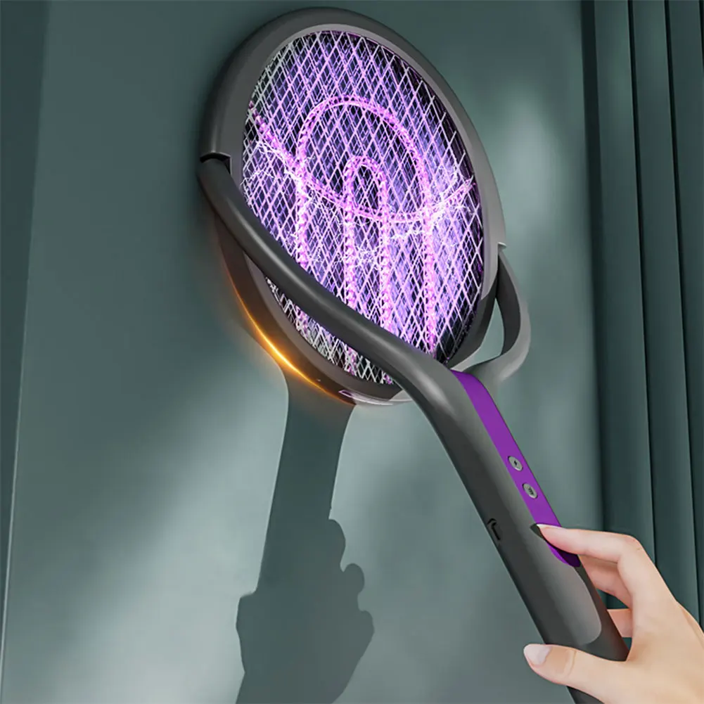 Rotating Head Bug Zapper Racket Rechargeable Electric Fly Swatter Fly Killer and Mosquito Trap Lamp for Indoor and Outdoor image 3