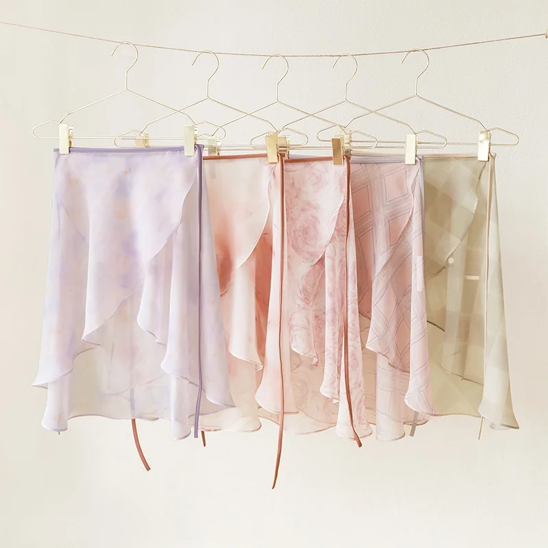 Dancelab キキ ロング バレエ プリント スカート ベルト付き ウエストゴム レディース スポーツウェア フィットネス ヨガ ポリエステル バレエ ダンス ドレス