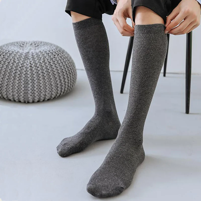 Long Socks For Men Cotton Leg Socks Custom Printing Cotton Long Socks Solid High Knee Terry Socks  Long Stockings Leg