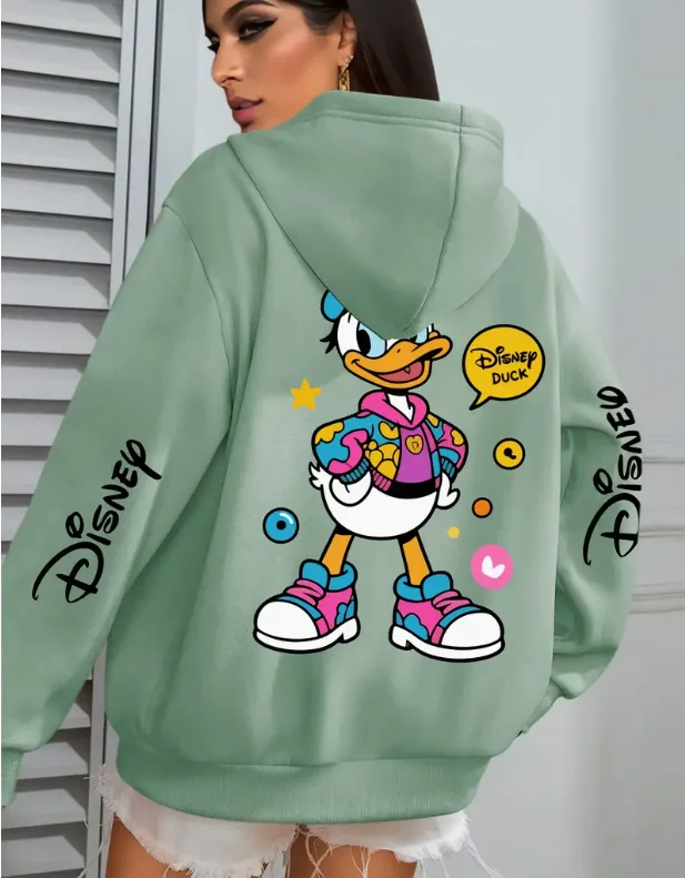 2025 خريف/شتاء جديد ديزني دونالد داك كارتون للجنسين مقنعين البلوز المألوف الشارع عادية ريترو ستايل سترة علوية #2