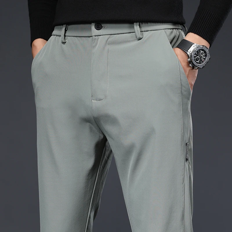 Pantalones finos de algodón para hombre, pantalón informal de cintura elástica, suave, transpirable, para gimnasio, novedad