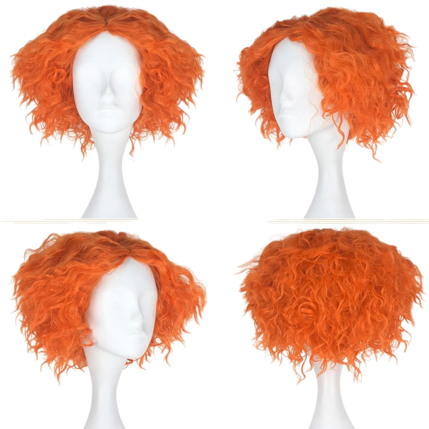 Halloween Wig Men Cosplay Anime Wig Bright Orange Short Curly Explosion Wig Adult Masquerade Ball Holiday Stage Performance Prop