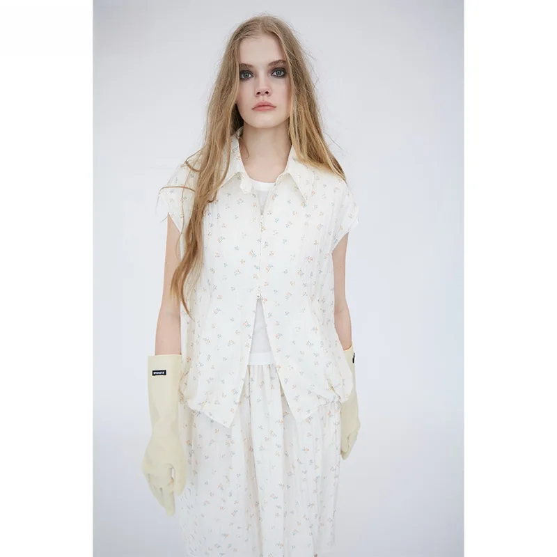 

MDNOTE Early Autumn Capsule Series Floral Pattern Workwear Vest Versatile Sle Collar Regular Length Single Button Clo...