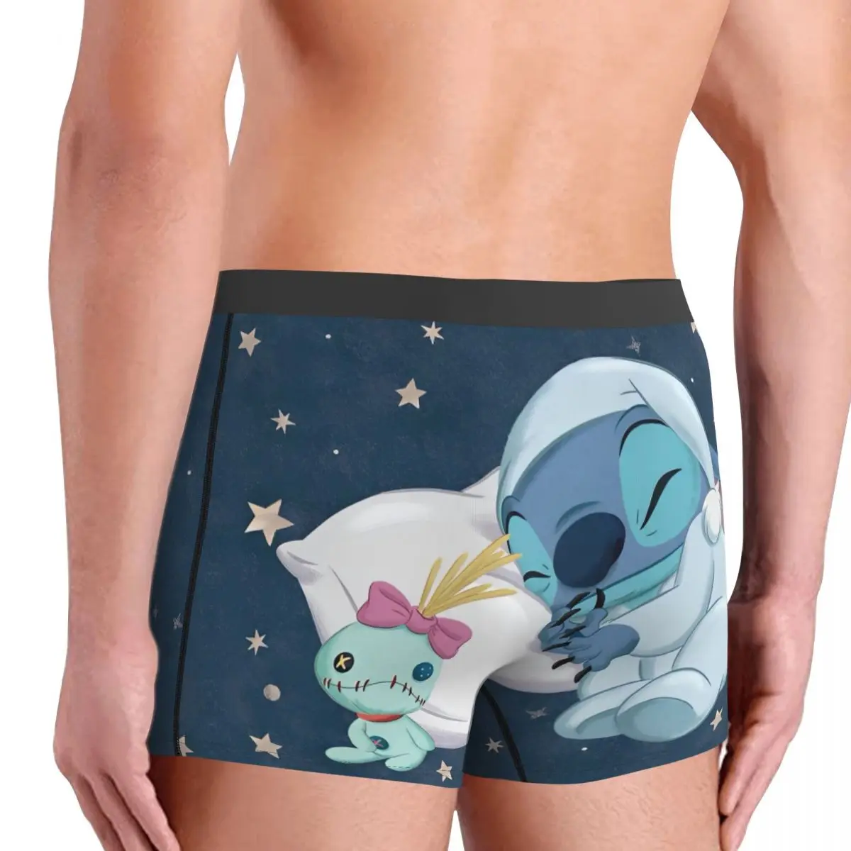 Boxershorts MINISO de dibujos animados de Stitch, ropa interior con bolsa Ctue, pantalones cortos estampados de alta calidad, calzoncillos transpirables para hombre de talla grande 2XL