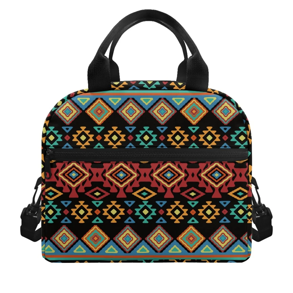 

FORUDESIGNS Tribal Ethnic Style Women's Thermal Lunchbox Vintage Geometric Pattern Thermal Children's School Lunch Box