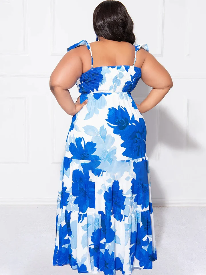 Wmstar Plus Size Dresses for Women Summer Holiday Flower Printed Off  Shoulder Stretch Elegant Maxi Dress Wholesale Dropshipping - AliExpress  200000345