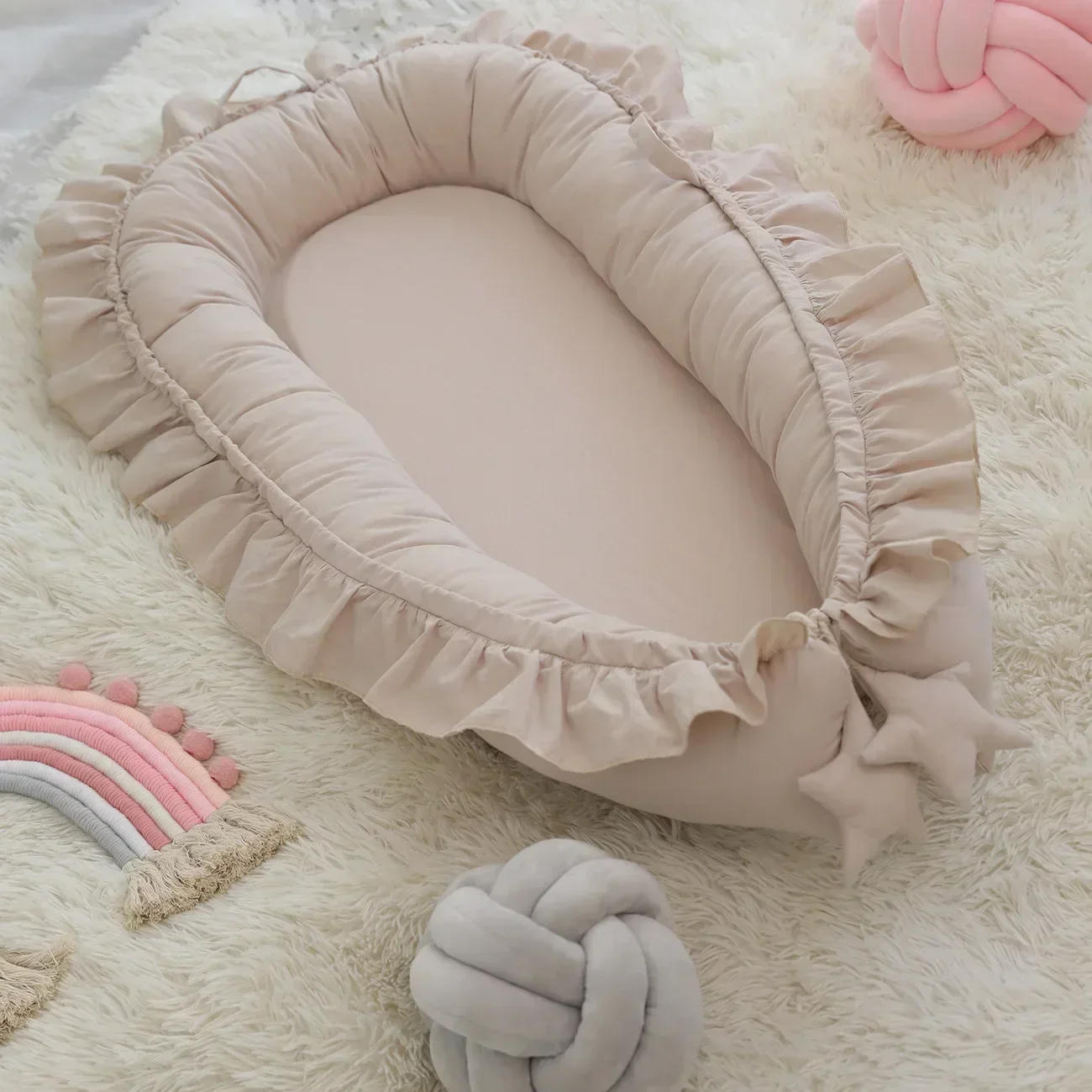 Baby Nest Bed Portable Crib Travel Bed Infant Toddler Cotton Soft Cradle for Newborn Boys Girls Bed Bassinet Bumper