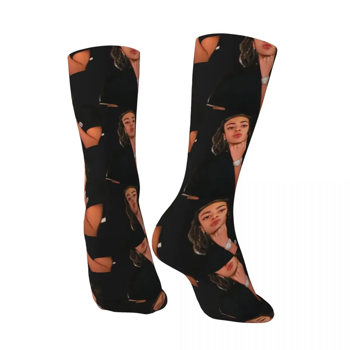 Funny Happy Men's Socks Dd Osama Puzzle Vintage Harajuku Young Rapper Hip Hop Novelty Casual Crew Crazy Sock Gift Printed