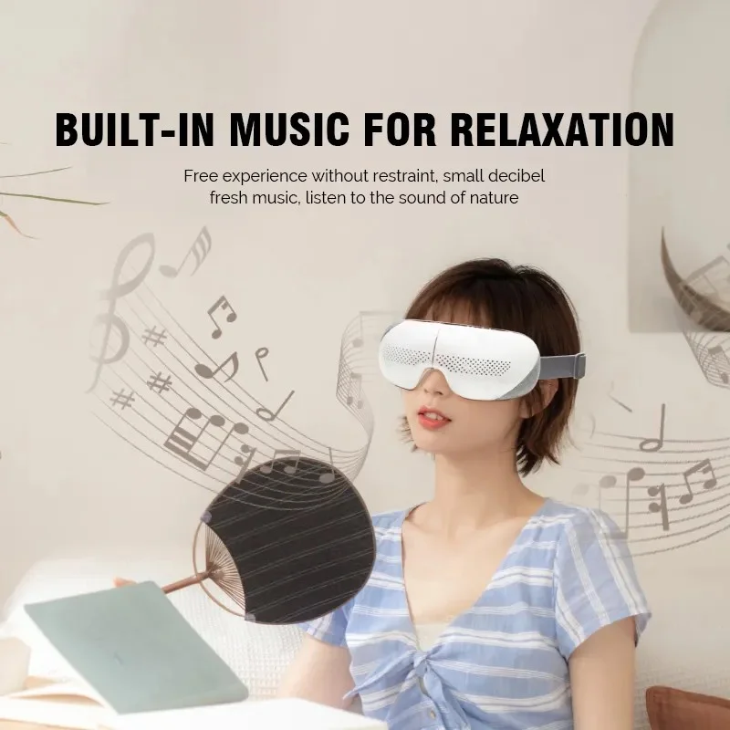 Air Pressure Vibrating Hot Compress Music Eye Massage Device Electric Foldable Smart 3D Eye Massager With Heat