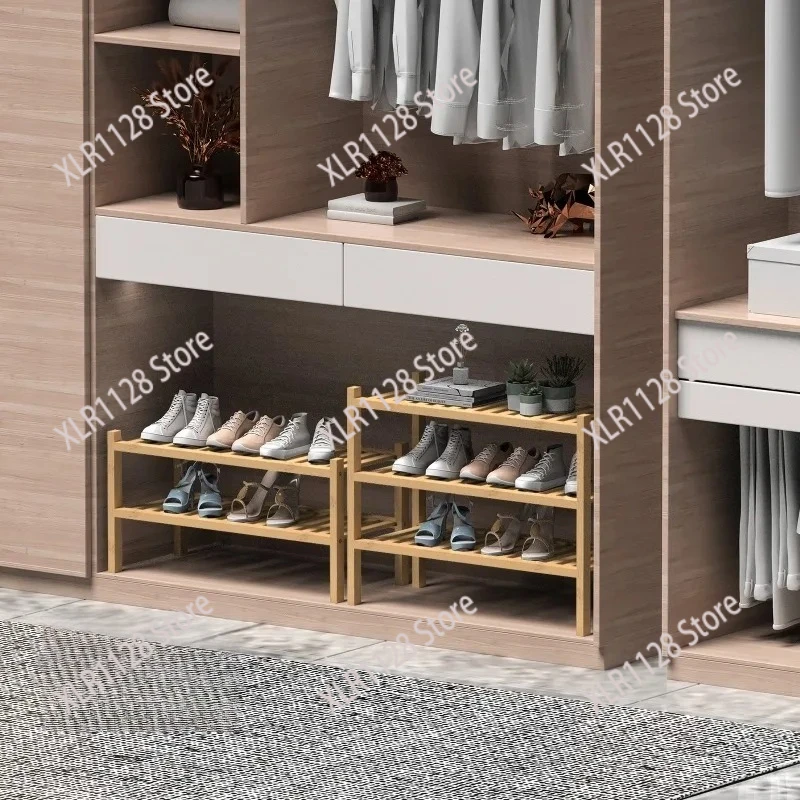 

Stackable Bamboo Shoe Rack Foldable Multi-layer Storage Organizer Space-saving Home Shoe Shelf