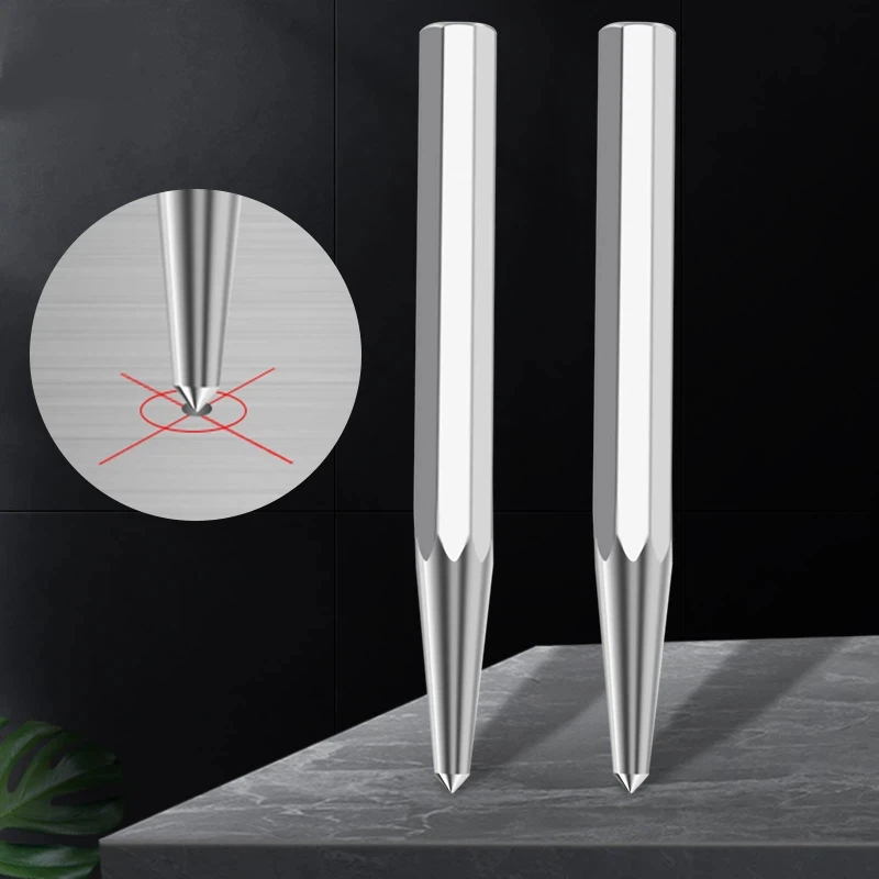1/2Pcs High Hardness Octagonal Center Punch Locator Chisel Metal Drilling Mark Cone Punch Tool Fitter for Precision DIY Projects