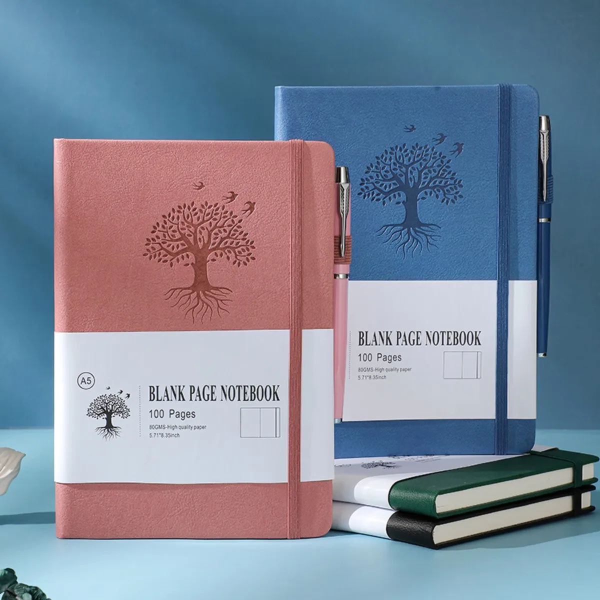 1spc A5 Blank Notebook, Business Notebook, Simple and Thick Diary, High-End and Exquisite Hard Shell Strap, Hand Account Book
