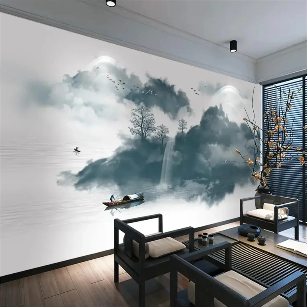 Custom Landscape Marble wallpapers for living room papel de parede 3d New Chinese Modern Ink wall paper home decoration stickers