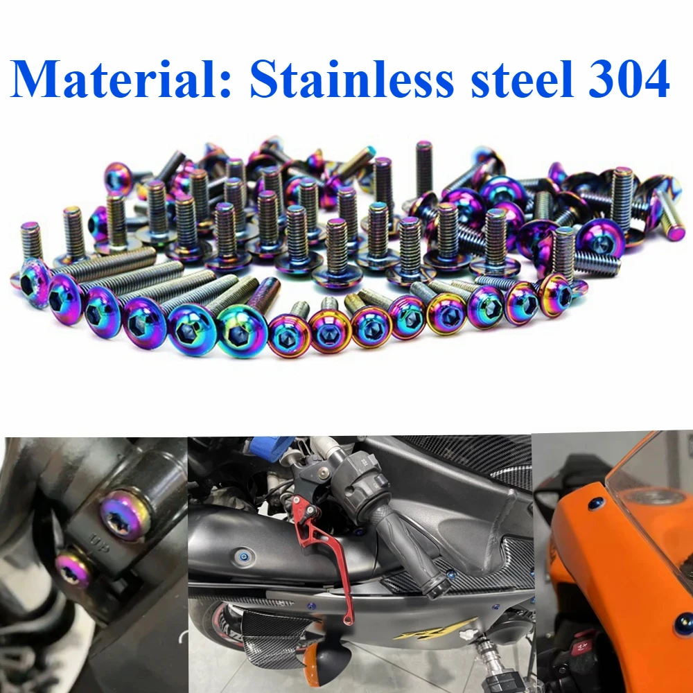 195pcs Burn Titanium Motorcycle  Fairing Bolt Kit for Yamaha YZF R6 1999 2000 2001  YZF-R6 Washers Spanner Fastener Clips Screws