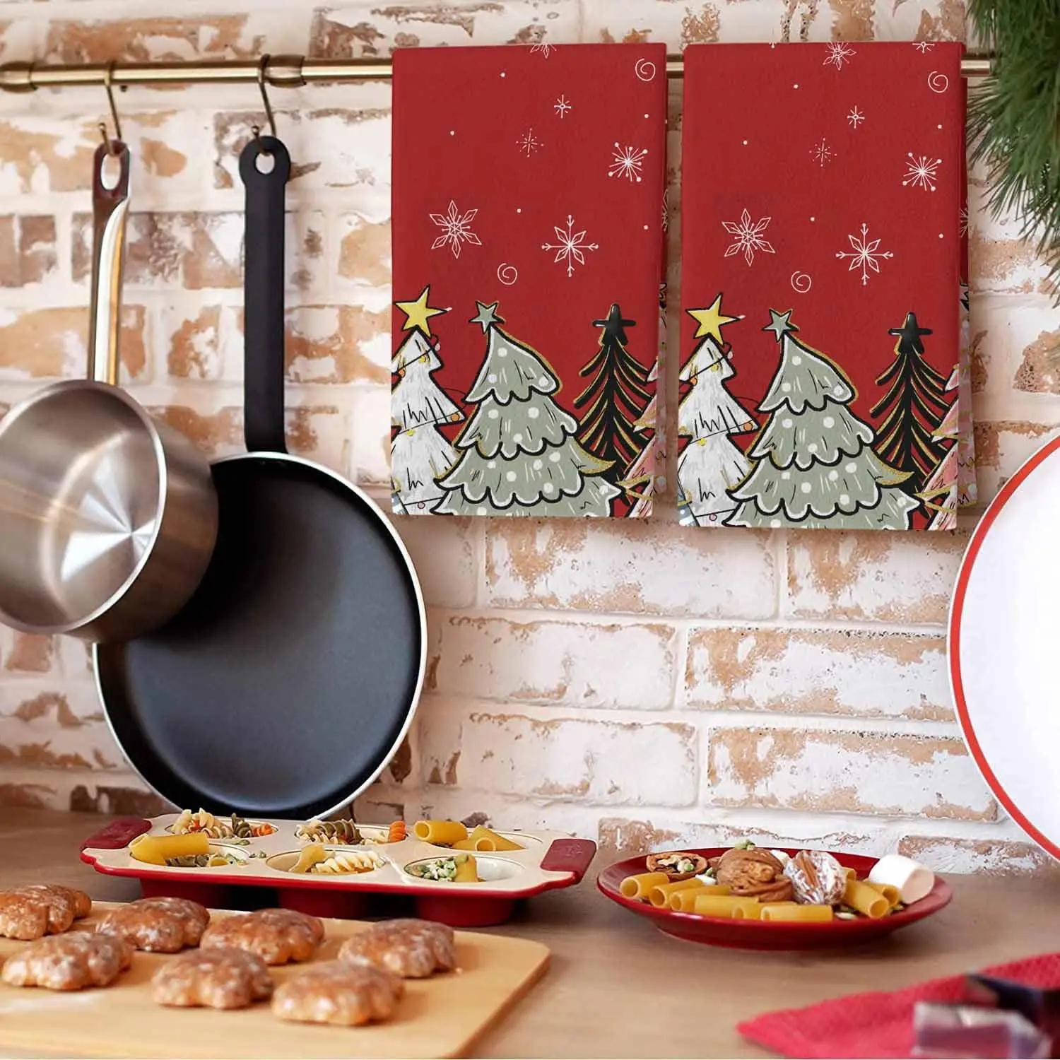 

Рождественские различные сосны, набор кухонных полотенец, аксессуары для кухонь, быстросохнущая полотенца, полотенца для рук, украшения Navidad