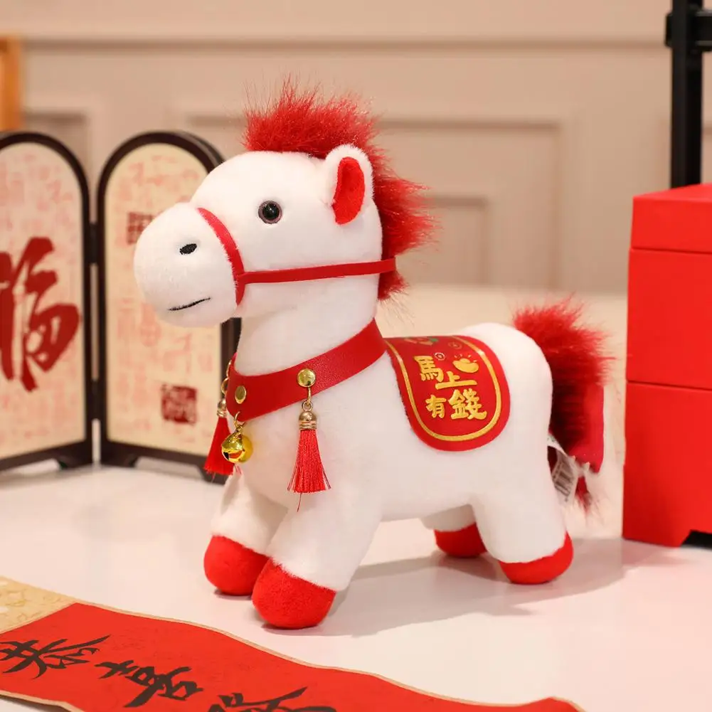 

Horse Plush Doll Horse Brings Wealth Festival Zodiac Souvenir with PP Cotton Filling 2026 Chinese New Year Decor