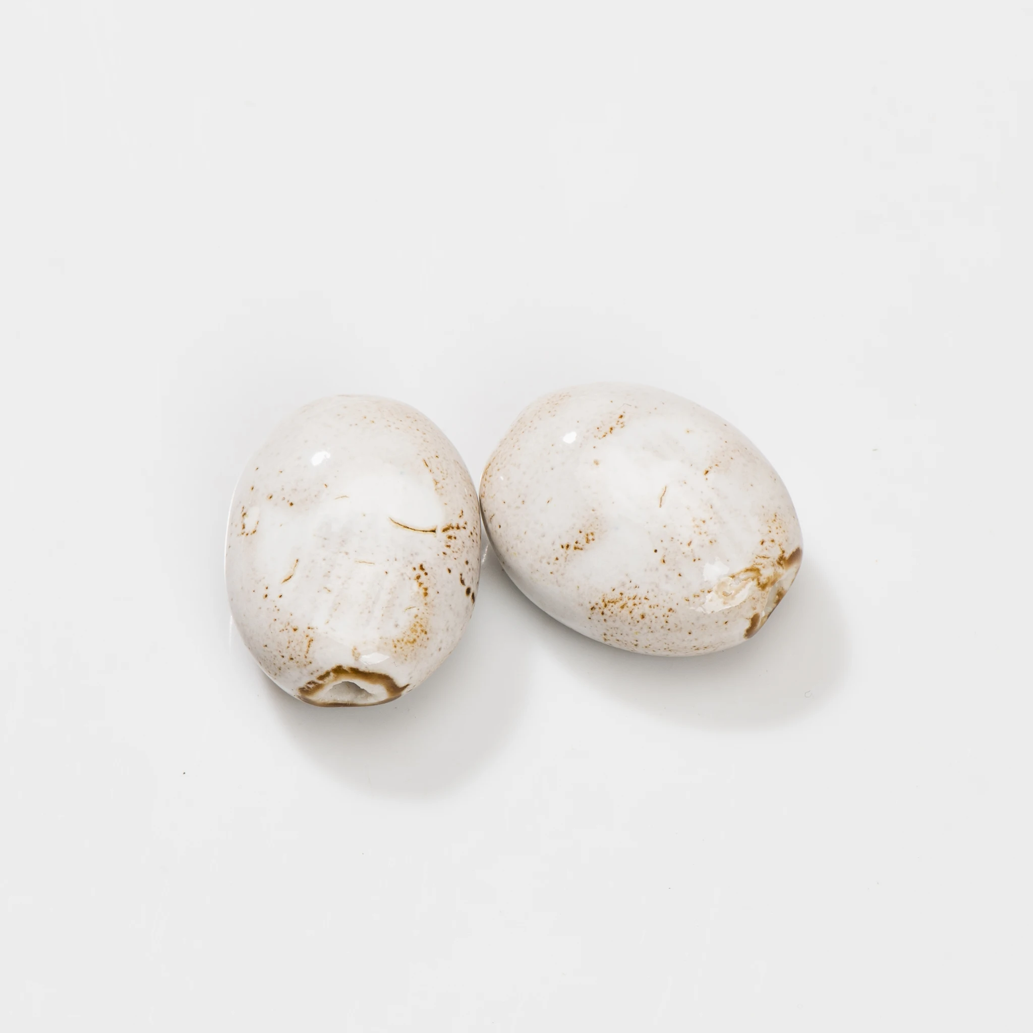 Large Oval Handmade Ceramic Beads 31*25*15mm High-Temperature Fired with 3-3.5mm Hole, 2pcs