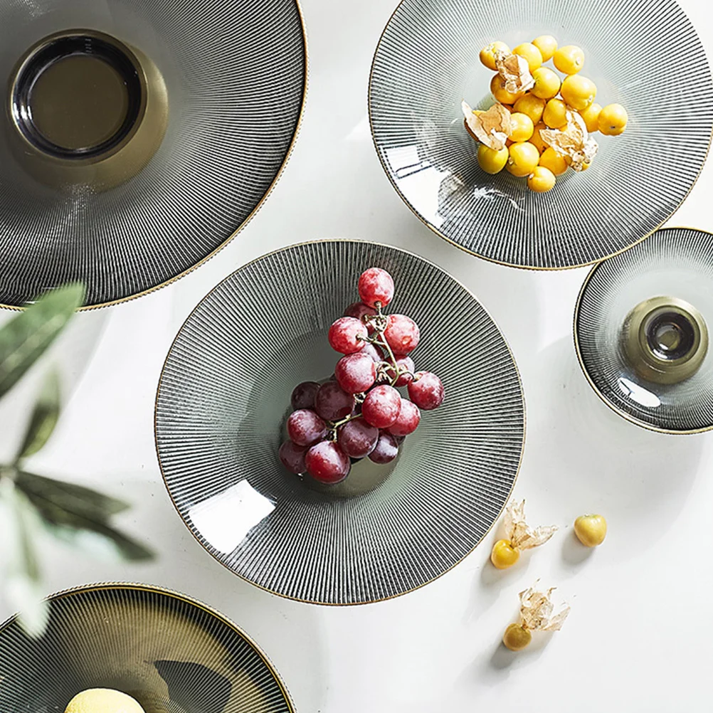 

Tall Glass Fruit Tray, Pedestal Design Fruit Bowl For Table Snack Display, Grass Material Serving Dish, Coffee