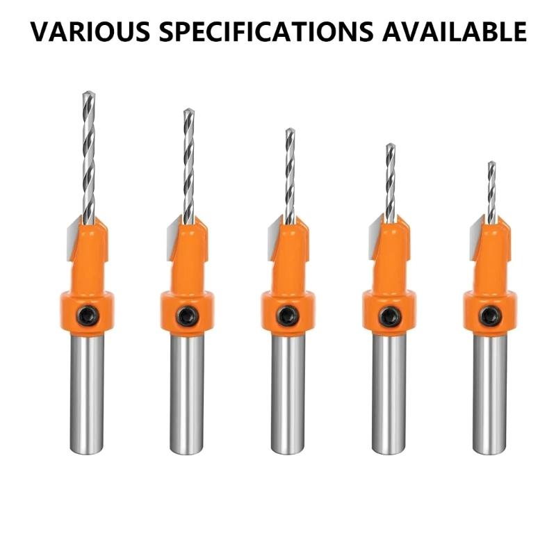 Countersink Drill Bits Set Counter Sink Bit for Wood High Speed Steel Woodworking Carpentry Reamer with Wrenches B03D