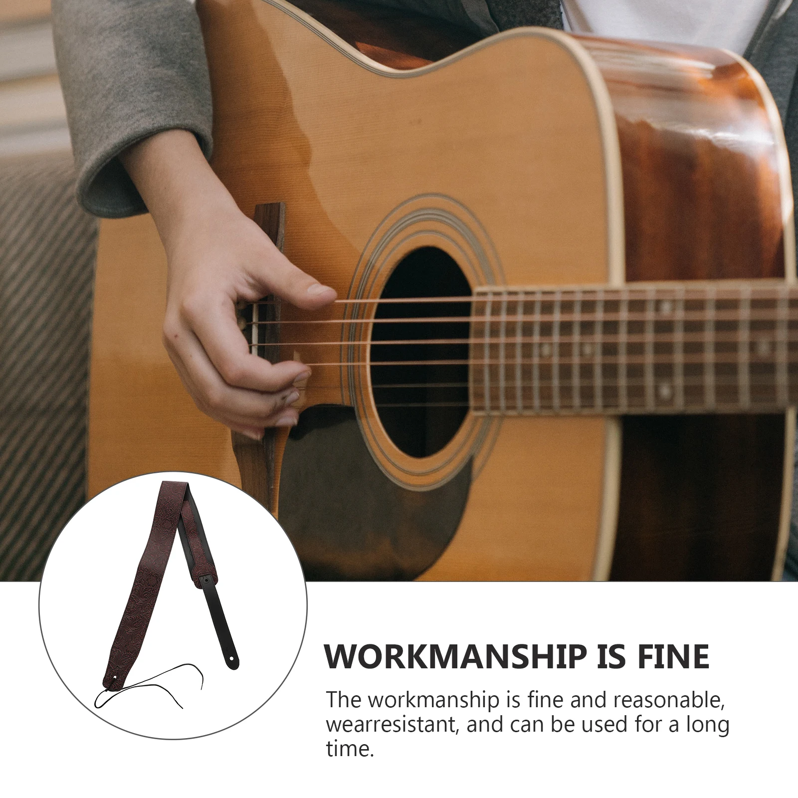 

Guitar Strap Durable Electric Patterned Portable Sturdy PU Dark Red Instrument Shoulder B Accessories Guitar Parts