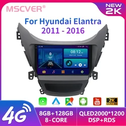 Lecteur de limitation d'autoradio Android 13, navigation GPS CarPlay, 2 Din, Hyundai Elantra, Avante, I35, 2011, 2012, 2013, 2014, 2015, 2016