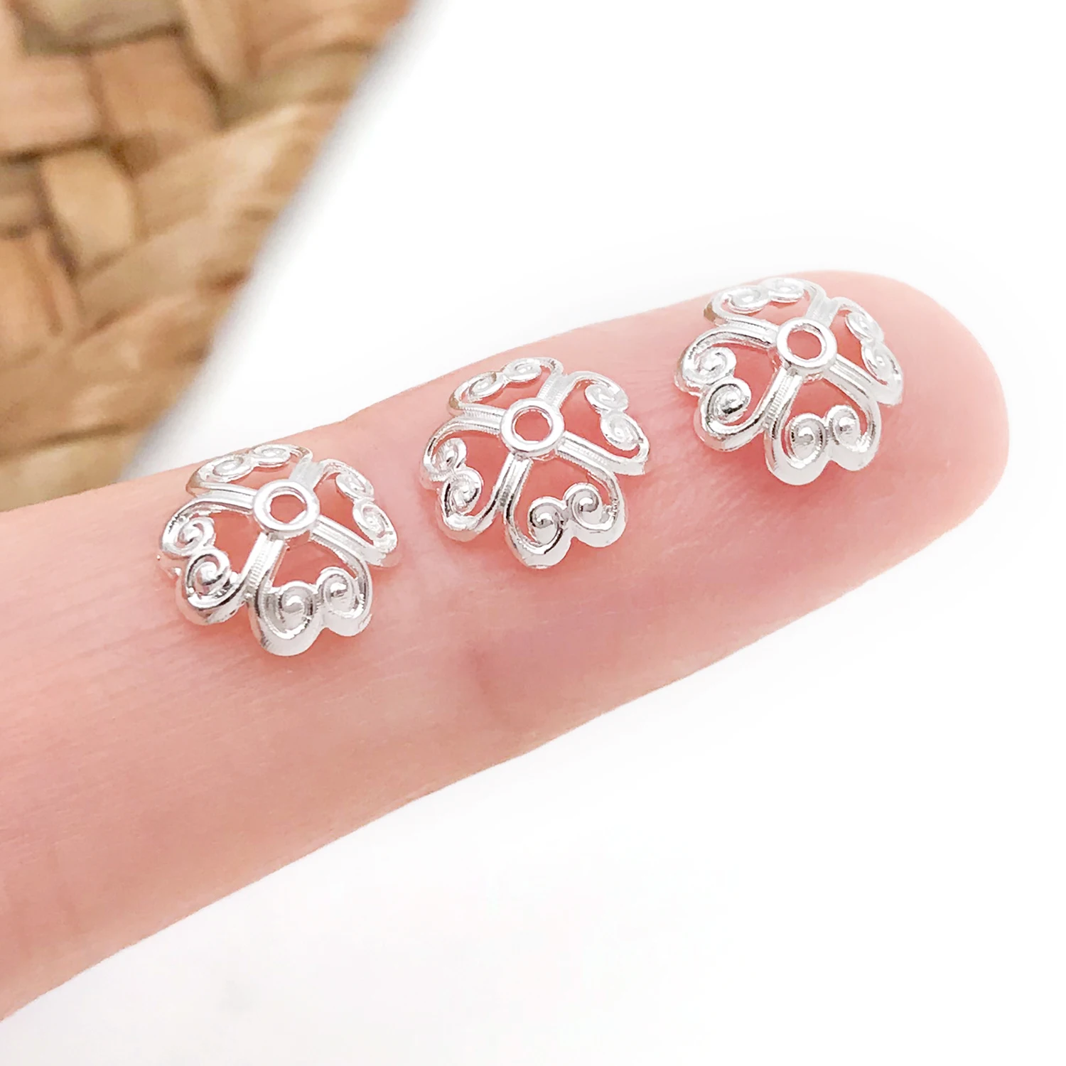 20pcs 18K Real Gold Plated Brass Flower Beads Caps, Hollow Beads Caps For DIY Bracelet Necklace Jewelry Making Accessories