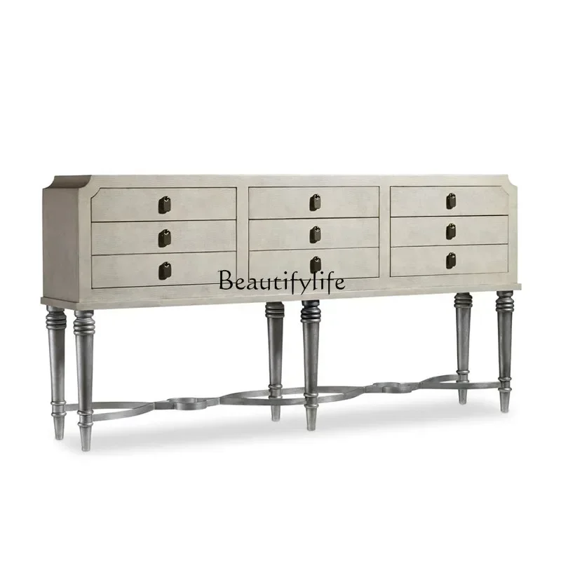 

Neoclassical entry door cabinet light luxury partition living room metal stainless steel decorative chest cabinetlx