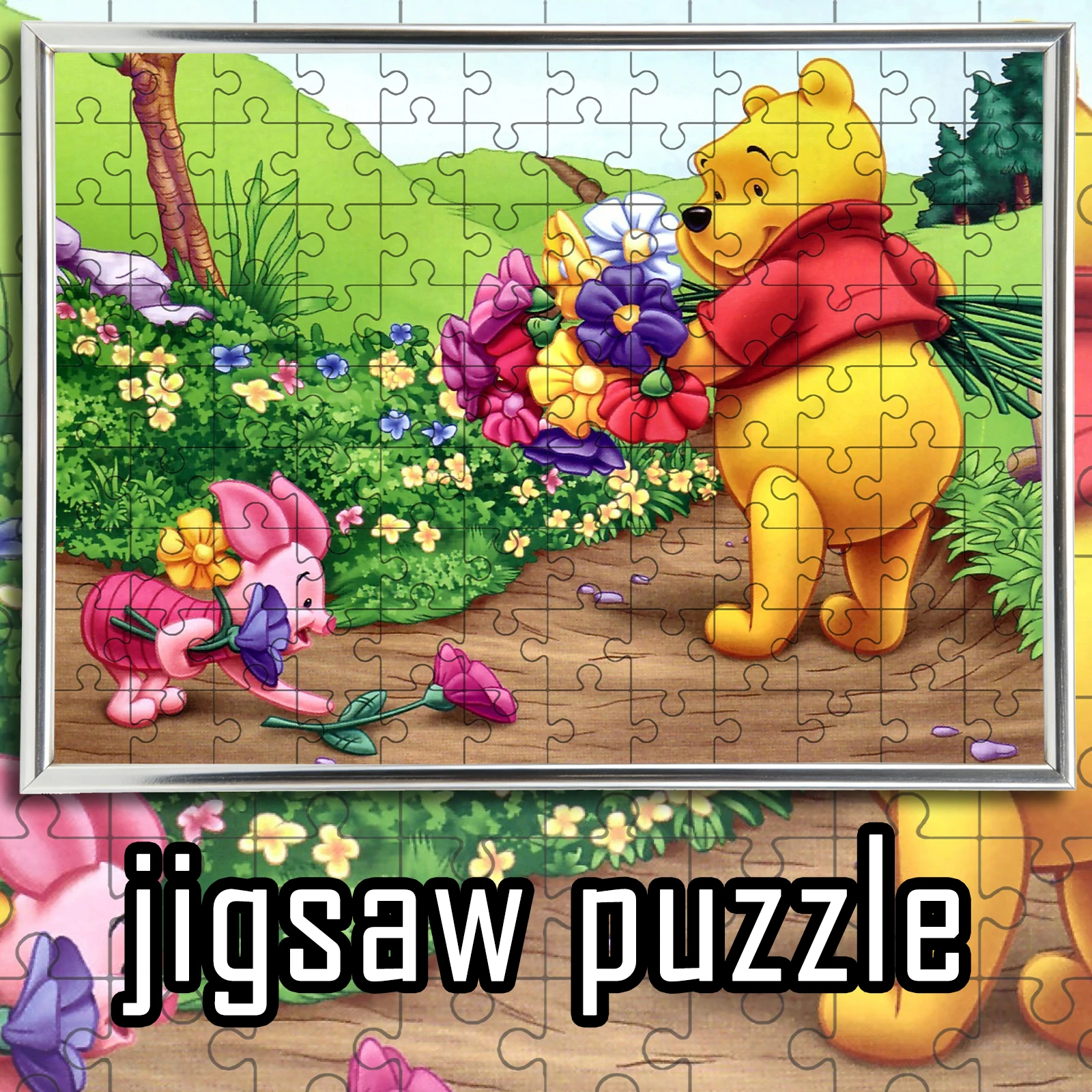 Winnie the Pooh, Piglet, and Flower Healing Style Puzzle | Wall Decoration, Home Atmosphere Good Gift