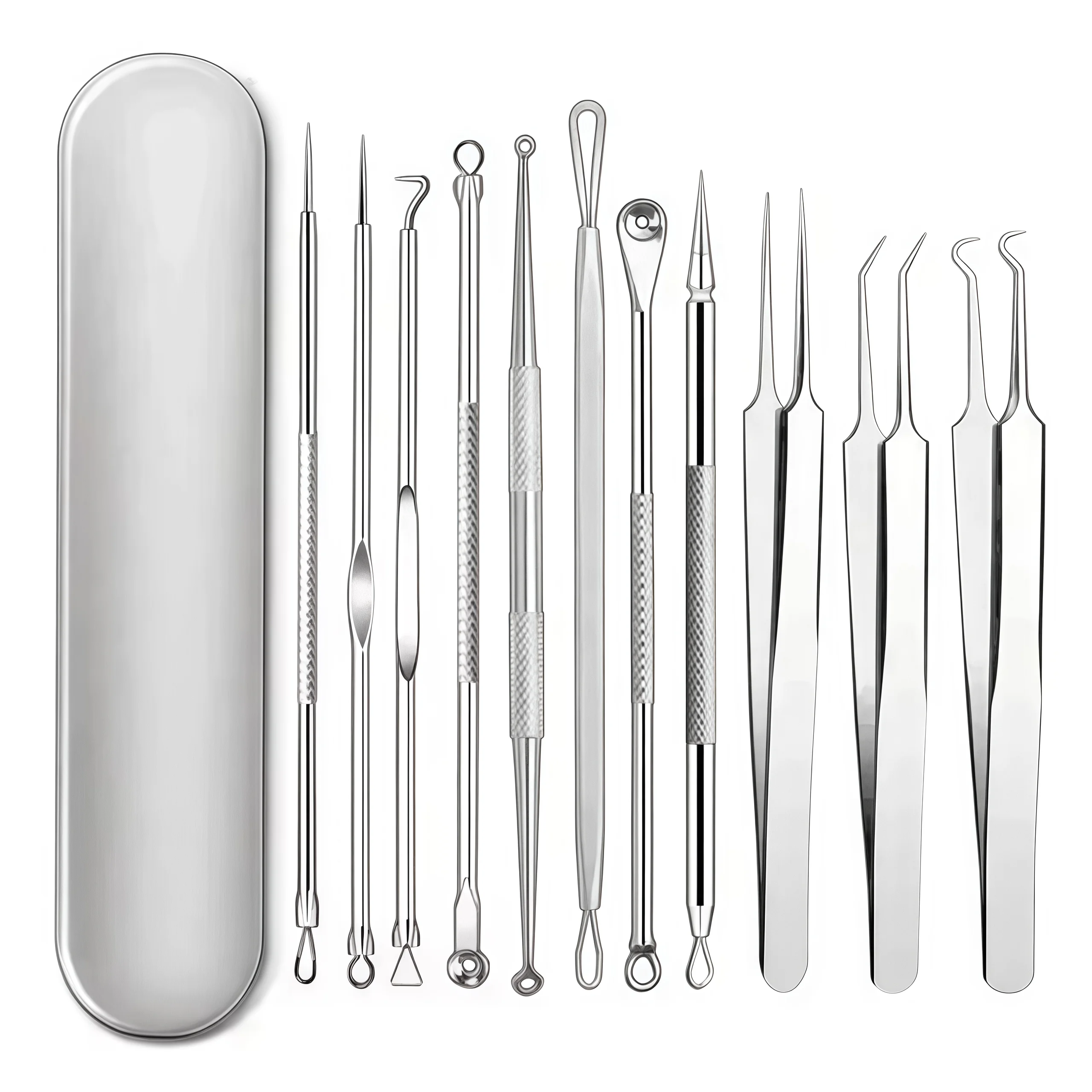 4-11Pcs Ingrown Hair Tweezers Acne Blackhead Removal Needles Black Dots Cleaner Deep Cleansing Pore Cleaner Face Skin Care Tools