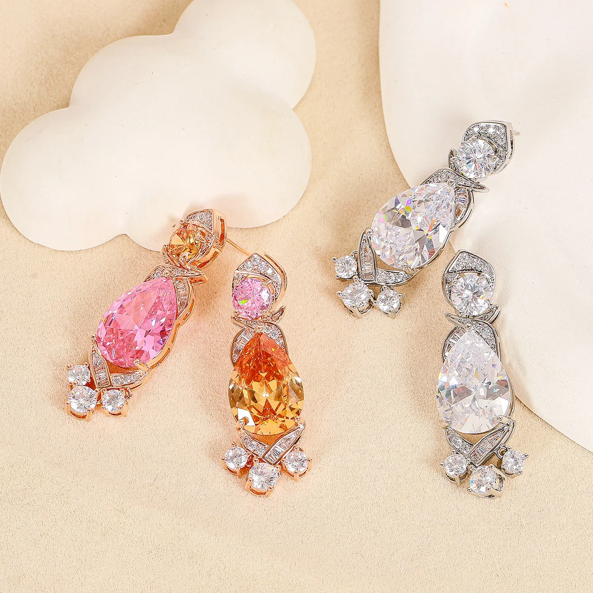

2026 New Style - Elegant and Stylish Multi-Split Zirconia Jewelry - Colorful Fashion S925 Silver Stud Earrings