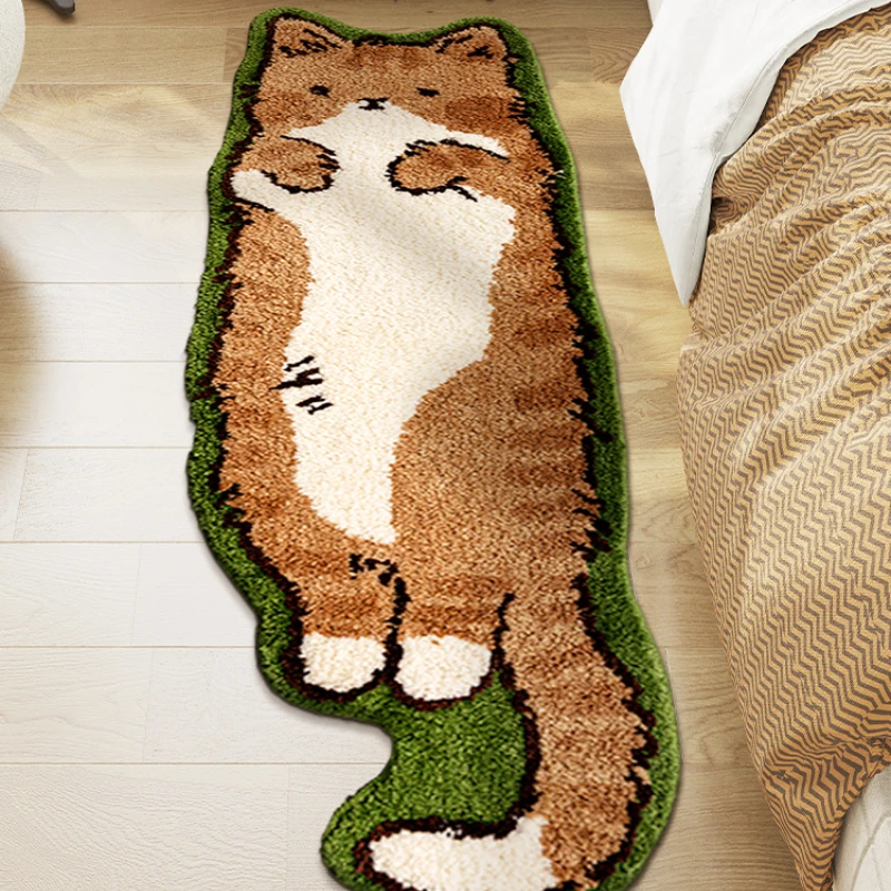 Cute ins wind cat special-shaped plush bedroom carpet living room sofa blanket children's blanket room non-slip bedside blanket